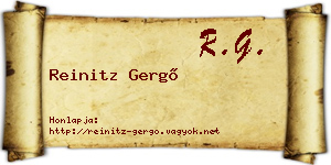 Reinitz Gergő névjegykártya