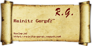 Reinitz Gergő névjegykártya